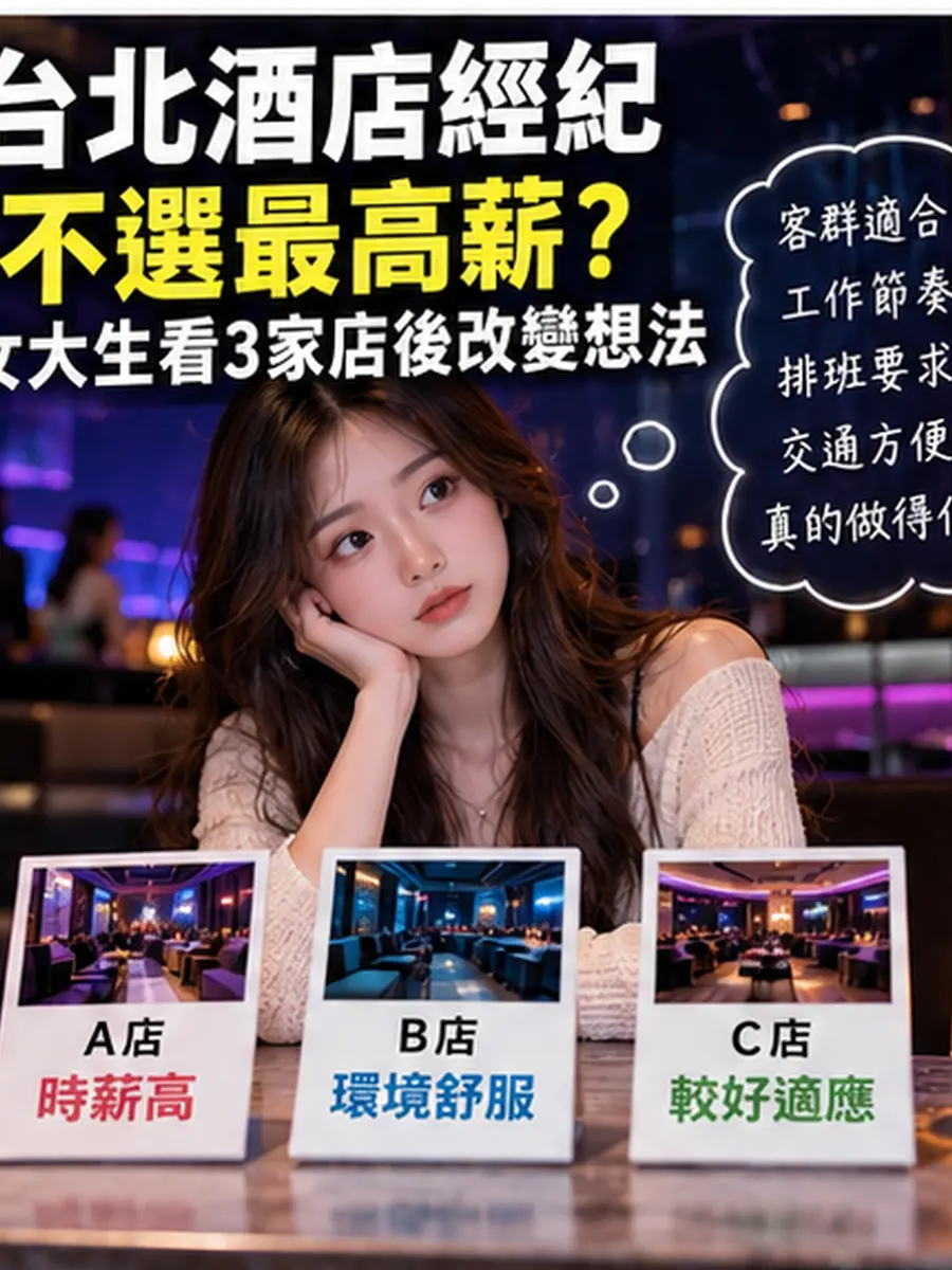 台北酒店經紀不選最高薪？女大生看3家店後改變想法 